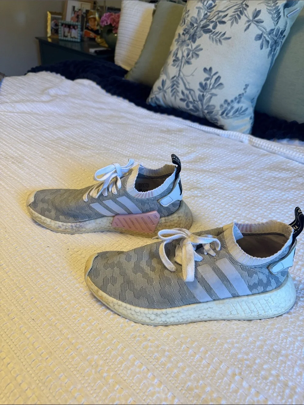adidas Grey Knit Slip-On Athletic Sneakers